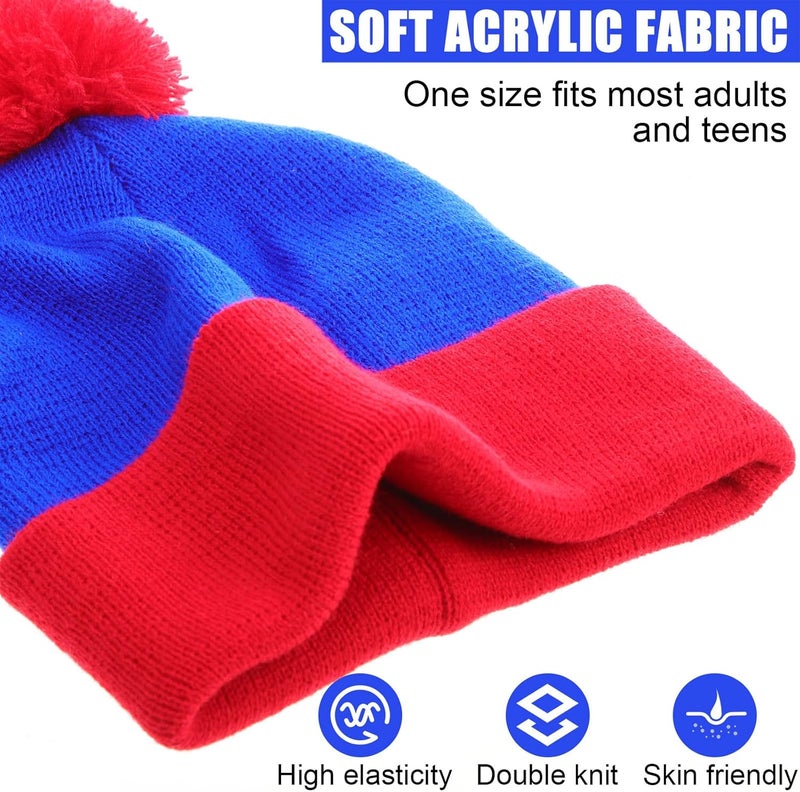 Shinymoon 2 Pcs Knit Pom Beanie Hat Halloween Character Cosplay Headwear Knitted Pompom Cuff Women Men's Winter Beanies - Image 4